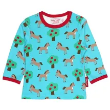 Toby Tiger Langarmshirt mit Pferde Print in blau | Gr.: 80