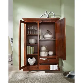 Massivmoebel24 Vitrine Akazie 110 x 45 x 155 cm Braun