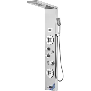 Vevor Duschpaneelsystem, 6 Duschmodi, LED- und Display-Duschpaneelturm, Regenfall, Wasserfall, 4 Körpermassagedüsen, Wannenauslauf, Handbrause, 150