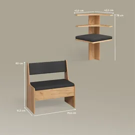 livinity® Esszimmer-Eckbank, Tiberio, Goldkraft Eiche, 120 x 120 cm
