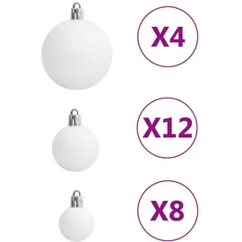 vidaXL 111-tlg. Weihnachtskugel-Set Weiß und Grau Polystyrol