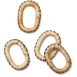 Ferm Living - Weave Serviettenringe, natur / schwarz (4er-Set)