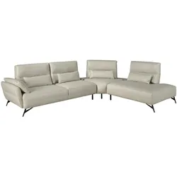 AC ANGEL CERDA Angel Cerdá Rechtes Chaiselongue-Sofa sandfarbenes Leder 6213C 341 x 254 x 94