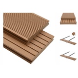 vidaXL WPC Massive Terrassendielen mit Zubehör 26 m2 2,2 m teak