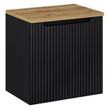 Lomadox Waschtischunterschrank 2 Türen 60,4 x 59,5 x 40 cm Schwarz/Eiche