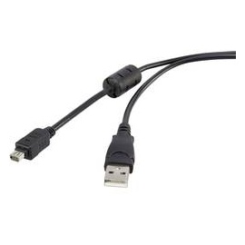 Renkforce USB-Kabel USB 2.0 USB-A Stecker 1.50m Schwarz mit Ferritkern, vergoldete Steckkontakte RF-