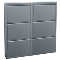 ebuy24 Schuhschrank Pisa Schuhschrank mit 6 Klappen/Türen in Metall gr grau