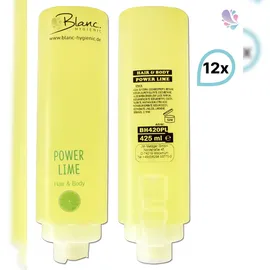 Blanc HYGIENIC SET: Professionelles Shampoo-Duschgel-Set –12x425 ml – verschied. Düfte – Wandhalterung in Weiß, Schwarz oder Chrom optional