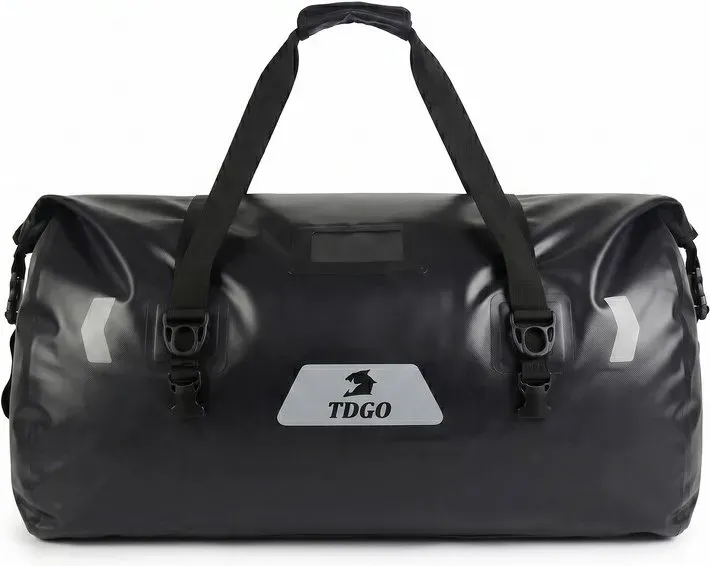 86L Motorrad-Hecktasche, PVC-Rucksack mit großem Fassungsvermögen, universelle Aufbewahrungstasche für Motorräder, wasserdichte Trockentasche mit Rollverschluss und Reflektor, geeignet für Camping, Geländefahrten und Kajaken, Schnellverschluss-Gurte, Seiten- und Hecktasche für Motorräder