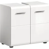 furnling Waschbeckenunterschrank Ivy, weiß Hochglanz, 2 Türen, 2 Fächer, Waschtischunterschrank mit Siphon-Ausschnitt, Front mit Rillenfräsung, Breite 60 cm