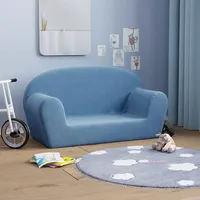 vidaXL Kindersofa 2-Sitzer Blau Weich Plüsch