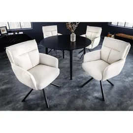 Riess-Ambiente Stuhl BIG GEORGE - drehbar Retro weiß Bouclé mit Armlehnen Bonellfederkern Esszimmer