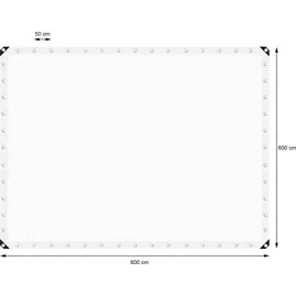 ECD Germany Abdeckplane Gewebeplane mit Ösen 6x8m 260g/m2 Weiß