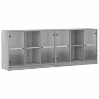 vidaXL Bücherschrank mit Türen Grau Sonoma 204x37x75 cm Holzwerkstoff