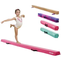 Vevor Schwebebalken Gymnastik Kinder klappbar 233 cm, 90,7 kg belastbarer Gymnastikbalken mit rutschfesten Unterseiten, Balance Balken Balancierbalken mit Tragetasche für Fitnessstudio, Rosa