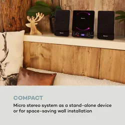 Microstar Vertikal-Stereoanlage CD-Player Bluetooth USB Fernbedienung Schwarz