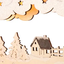 Brubaker 3D Lichterbogen - LED Schwibbogen - Sternsinger - LED-Beleuchtung mit Batterie und Kabel - Holz Natur - 27 x 40 x 7,5 cm - Handbemalt - Hellbraun/Naturbelassen