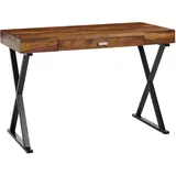 FineBuy Schreibtisch 120x55x78 cm Massivholz Metall Computertisch Tisch
