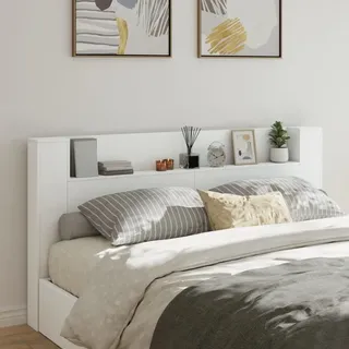 vidaXL LED-Kopfteil mit Ablagen Weiß 200x16,5x103,5 cm - Weiß
