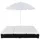 vidaXL Rattan-Sonnenliege 197 x 140 x 190 cm schwarz/cremeweiß inkl. Sonnenschirm