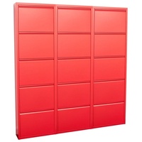 ebuy24 Schuhschrank Pisa Schuhschrank mit 15 Klappen/Türen in Metall r rot