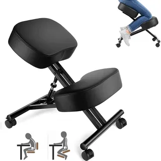 Coocheer Kniestuhl Leder Schwarz