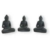 colourliving Dekofigur Buddha 3er Set aus Stein Meditation Feng Shui Gartenfigur Dekoration