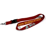 Kiwistar UG - 1x Schlüsselband 25 mm - bordeaux - bedruckt mit Ihrem eigenen Schriftzug und Foto - individuell personalisiert - Lanyards Geschenkartikel Wunschtext - für Verein und Konzert - Einheitsgröße