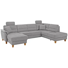 Home Affaire Wohnlandschaft HOME AFFAIRE "Palmera U-Form, B: 308 cm", silber, B:308cm H:89cm T:212cm, 100% Polyester;Struktur (100% Polyester);Luxus-Microfaser in Lederoptik (100% Polyester), Sofas, Wohnlandschaft, optional Bettfunktion & Bettkasten, Federkern