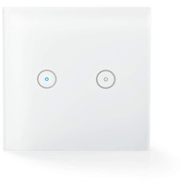 Nedis SmartLife Wandschalter - Wi-Fi - Dual - Wandhalterung - 1000 W - Android/IOS - Glas - Weiss