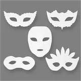 Creativ Company - Karnevals-Masken, H 8,5-19 cm, B 15-20,5 cm, 230 g, Weiß, 5er Set