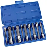 NEIKO 10054A XZN Dreifach-Vierkant-Bit-Steckschlüssel-Set, extra lang, 4 mm bis 18 mm, 10-teiliges Set, S2 und Cr-V Stahl