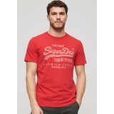 Superdry T-Shirt »Basic Shirt CLASSIC VL HERITAGE T SHIRT mit Logodruck«, (Klassische Passform mit Rundhalsausschnitt), aus pflegeleichter Baumwolle für ein angenehmes Tragegefühl, Gr. S, ferra red marl, , 30978611-S