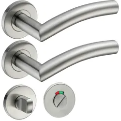 ID Dinkel Türgriff Edelstahl Türgarnitur Türdrücker Türbeschlag Türklinke Innentür Bad WC ELLA WC Garnitur-SET