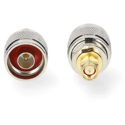 Nedis SMA Adapter - SMA-Stecker - N Stecker - Vergoldet - 50 Ohm - Gerade - Kupfer - Gold / Silber - 2 Stück - Box