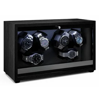 Klarstein Brienz 6 Uhrenbeweger – Leiser Uhrenbeweger Für 6 Uhren, In Holzoptik Mit 4 Rotationsmodi & LED-Beleuchtung, Memory-Schaumstoffkissen, USB-Betrieb