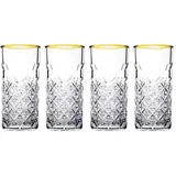 Pasabahce TIMELESS 520205 4er Set Wassergläser Lang 365ml GOLD