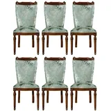 Casa Padrino Luxus Barock Esszimmer Stuhl Set Mintgrün / Braun 53 x 55 x H. 109 cm - Edles Küchen Stühle 6er Set - Barock Esszimmer Möbel