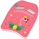 HeySplash Schwimmbrett Kinder Schwimmhilfe Schwimmen Kickboard mit Griffen und Cartoon Muster, Schwimmbrett Kinder ab 3-6 Schwimmboard Schwimmtraining Schwimmen Lernen Schwimmstils, Magenta Flamingo