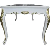 Casa Padrino Barock Esstisch Weiß Hochglanz / Gold - Esszimmer Tisch - alle Grössen, Tisch Abmessungen:100 x 90 x H. 82 cm