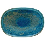 CreaTable Servierplatte YUKI, Hellblau - Weiß seidenmatt - 33 cm Steinzeug - mit Reaktivglasur