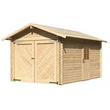 Karibu 28 mm Blockhohlen Satteldachgarage 2,97 x 4,47 m natur