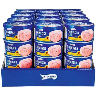 Dreimaster Thunfischfilets in Sonnenblumenöl 195 g, 48er Pack