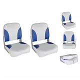 vidaXL Bootssitze 2 St. Klappbare Rückenlehne 41 x 36 x 48 cm blau/weiß