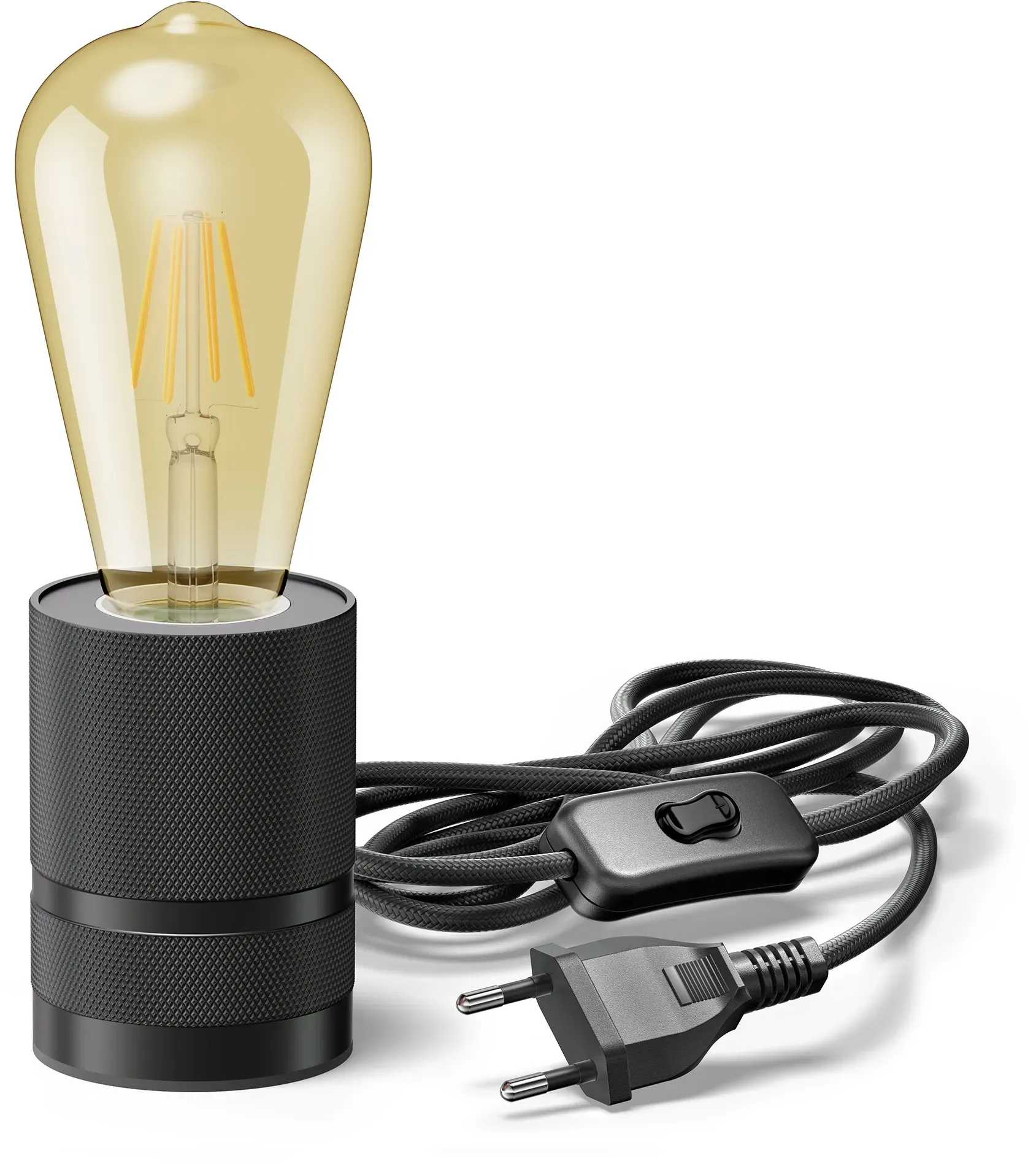 ledscom.de Tischlampe LITO, Schalter, schwarz, inkl. LED Lampe 489lm, extra-warmweiß