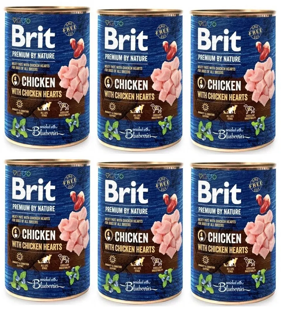 Brit Premium by Nature Chicken With Chicken Hearts 6x400g (Mit Rabatt-Code BRIT-5 erhalten Sie 5% Rabatt!)