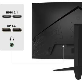 Odys Gaming Monitor XP32-X - 32 Zoll (80 cm), Curved (1500R), 180 Hz, WQHD (2.560x1.440 px), 1 ms Reaktionszeit (MPRT), HDR, FreeSync/G-Sync komp., Eye Care, HDMI, DP, 3,5mm Audio