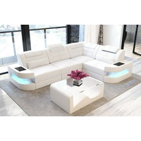 Ledercouch Sofa modern Ecksofa Couch Designersofa COMO L Form Licht Kopfstuetzen