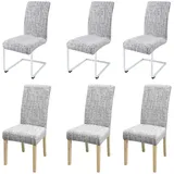 Stuhlhussen für Esszimmerstühle, Stuhlhussen Universal Stretch Kurzflor Stuhlhusse Schwingstuhl Elastische Abnehmbare Jacquard Stuhlbezug Waschbarer Hussen für Stühle Esszimmer Bankett (Grau 6)