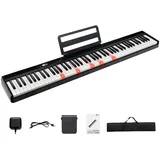 Costway 88 Tastatur Elektroklavier, Digitale Keyboard tragbar (128 Rhythmen, 128 Töne und 20 Demos) Musikinstrument Set für Kinder und Erwachsene